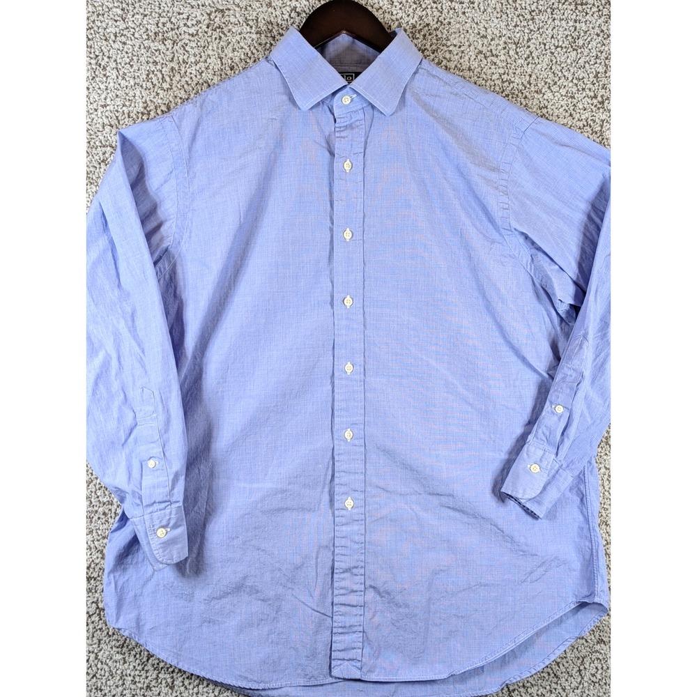 Ralph Lauren Lightweight Button Down Shirt‎ Men's Size 17 32/33 Blue L/S Flaw